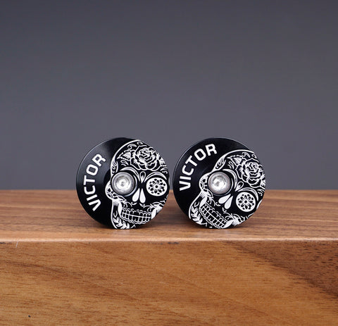 Custom Skull Bike handlebar end plugs