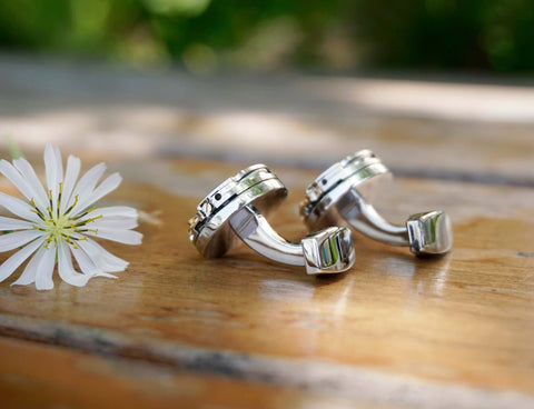 Personalized engraved Watch Movement Cufflinks for Man, hunband, father, boyfriend, groomsman gift-2