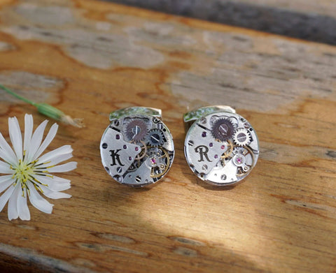 Personalized engraved Watch Movement Cufflinks for Man, hunband, father, boyfriend, groomsman gift-4
