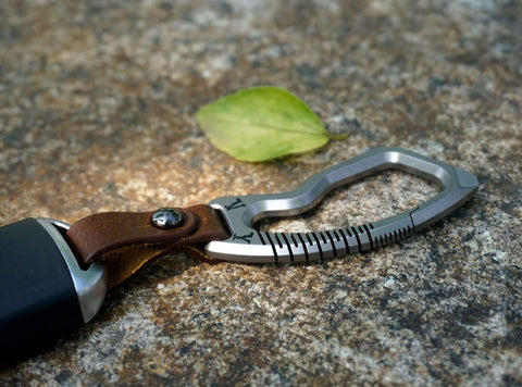 Personalized Titanium Carabiner Car Keychain with Genuine Leather, EDC gift for him-3