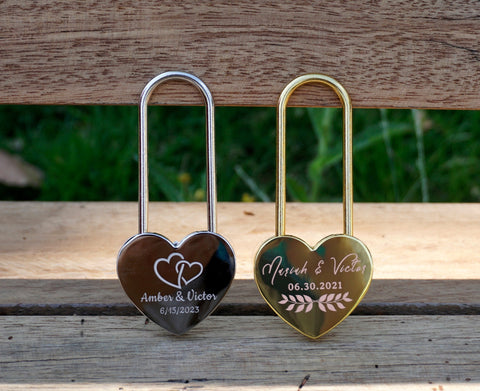 Personalized Engraved Heart Love Padlock with Key, Travel bridge long pole love locks-3