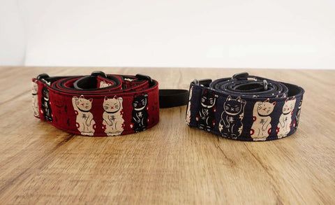 lucky cat leather ends ukulele shoulder strap-front-2