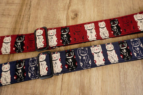 lucky cat leather ends ukulele shoulder strap-detail-1