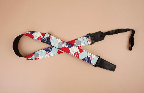 ukulele shoulder strap with hill and forest printed-front-3