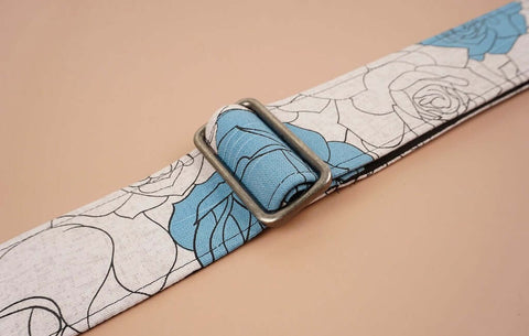 rose flowers printed guitar strap-detail-2