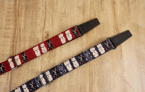 lucky cat leather ends ukulele shoulder strap-detail-2