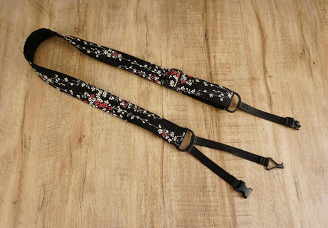 4uke J hook clip-on ukulele strap with Weeping Cherry floral printed-front-2