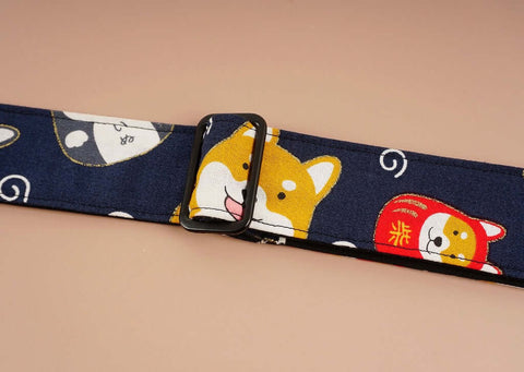 lucky dog Shiba Inu leather ends ukulele shoulder strap-detail-1