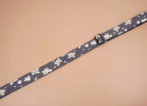 ukulele shoulder strap with magnolia flower printed-detail-3