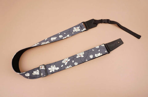 ukulele shoulder strap with magnolia flower printed-front-3
