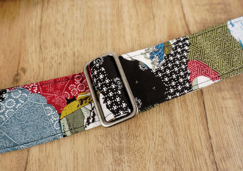 Japanese culture guitar strap with leather ends-5