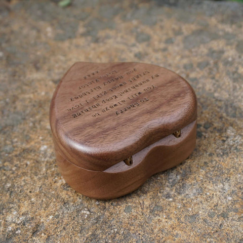Custom engraved wooden heart music box with cylinder-3