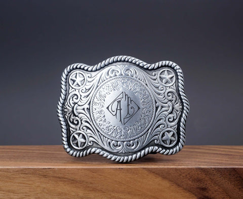 Personalized Vintage Monogram Engraved Belt Buckle-1