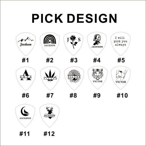Personalized wood guitar pick holder & wood pick-3