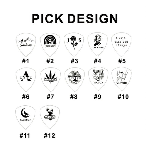 Personalized Wood Guitar Pick Holder & Wood Pick Set-3