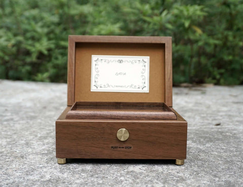 custom song wooden 30 notes music box with cylinder, We offer engraving of music boxes plus various monograms to match your theme! best friend gift, wedding engagement valentine's day gift.-1