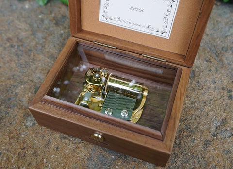 custom song wooden 30 notes music box with cylinder, We offer engraving of music boxes plus various monograms to match your theme! best friend gift, wedding engagement valentine's day gift.-5