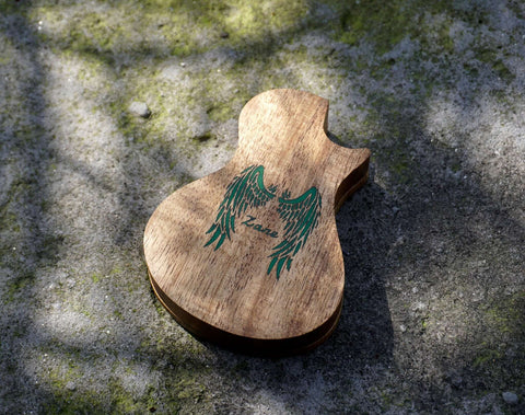 Personalized wood guitar pick holder & wood pick-9