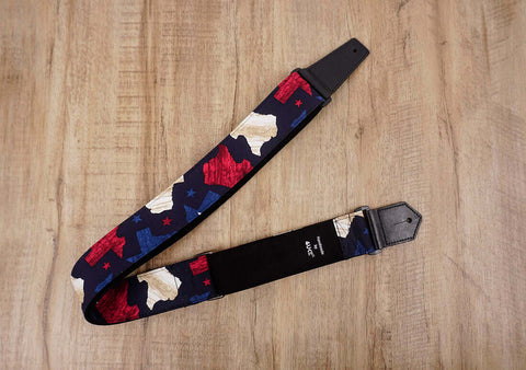 American flag guitar strap with leather ends - 3