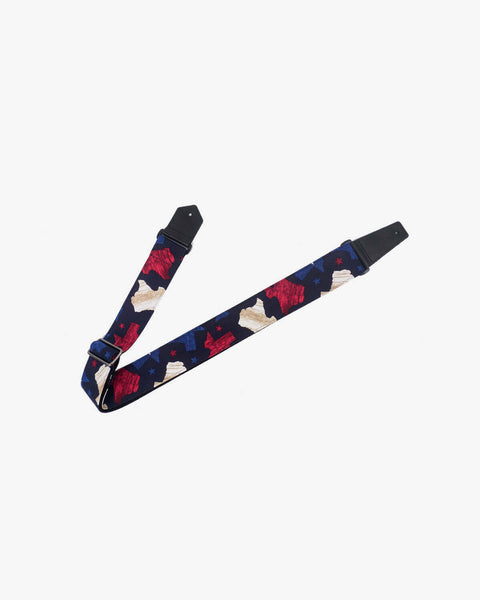American flag guitar strap with leather ends - 1