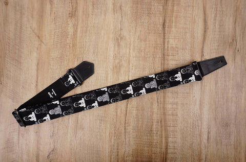 Buddha guitar strap with leather ends-4