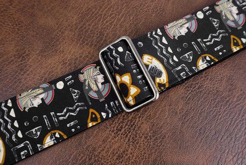 Egypt Queen guitar strap with leather ends-6