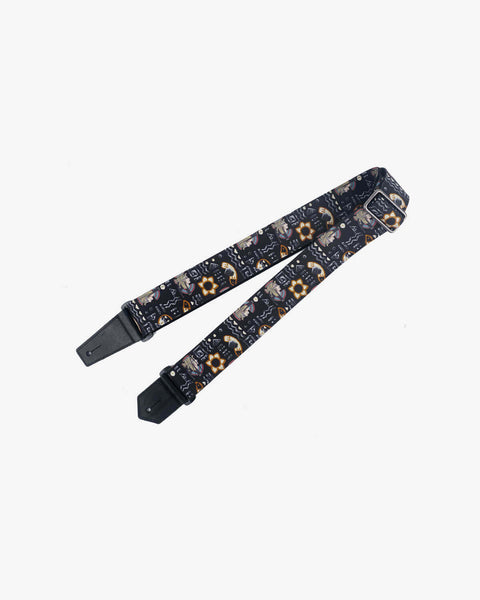 Egypt Queen guitar strap with leather ends-1
