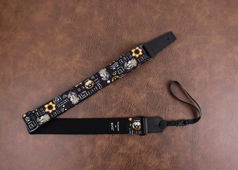 Egypt Queen ukulele strap with leather ends-3