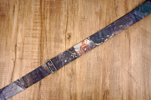 Marble reflective guitar strap with leather ends-5