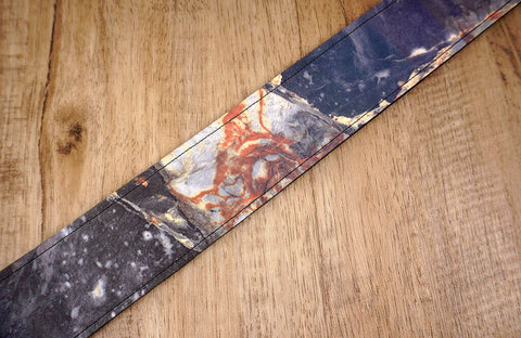 Marble reflective guitar strap with leather ends-6