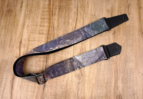 Marble reflective guitar strap with leather ends-3