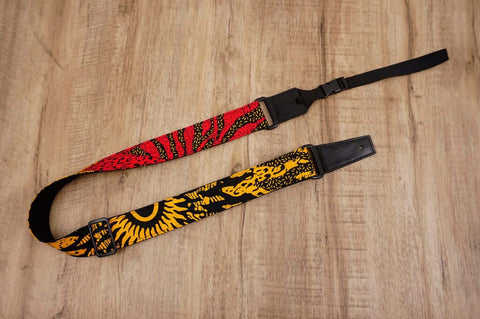Passionate Africa ukulele shoulder strap with leather ends-3