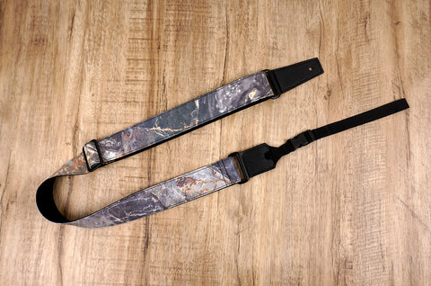 Rock texture reflective ukulele shoulder strap with leather ends-2