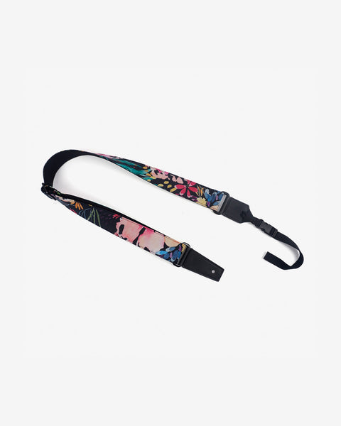 Watercolor nature ukulele shoulder strap with leather ends-1