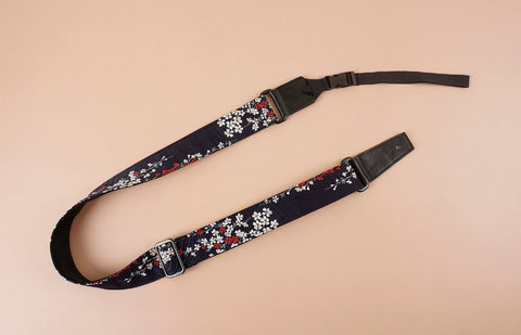 Weeping Cherry Ukulele Shoulder Strap-dark blue-front