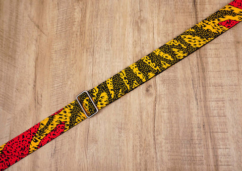 Passionate Africa printed guitar strap with leather ends-5