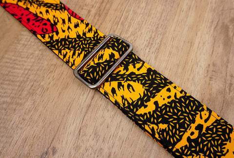 Passionate Africa printed guitar strap with leather ends-6