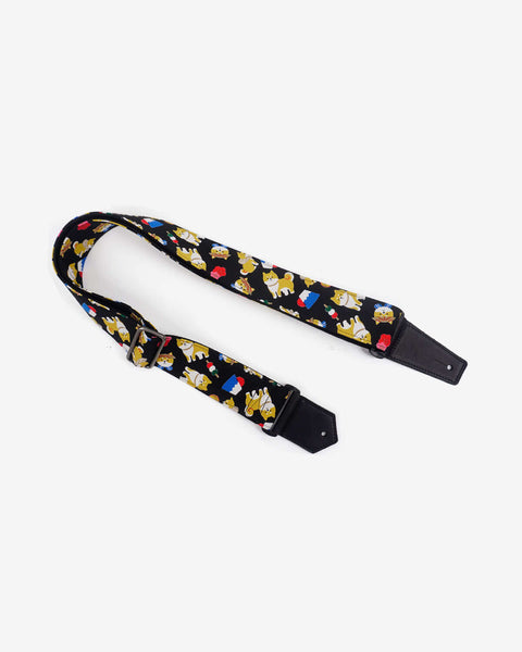 Personalized Akita Dog Guitar Strap with leather ends-1