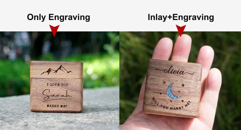 Personalized Wood Moon Slim Engagement/Proposal Ring Box for wedding-5