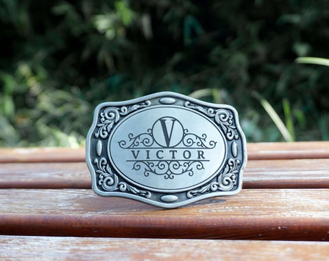 Personalized Western vintage cowboy belt buckle with engraved name-1