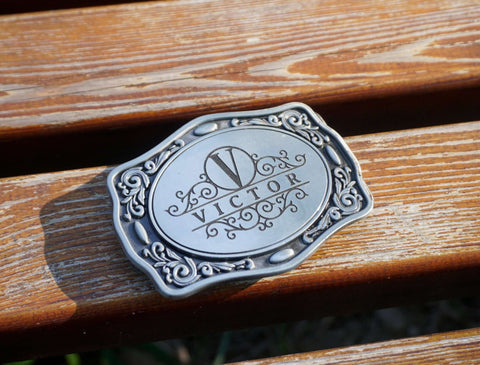 Personalized Western vintage cowboy belt buckle with engraved name-2