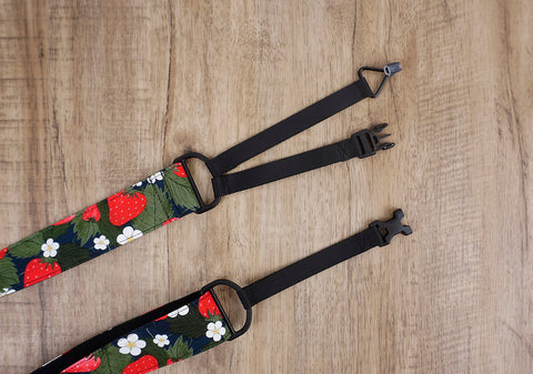 strawberry and flower clip on ukulele hook strap, no drill, no button-6