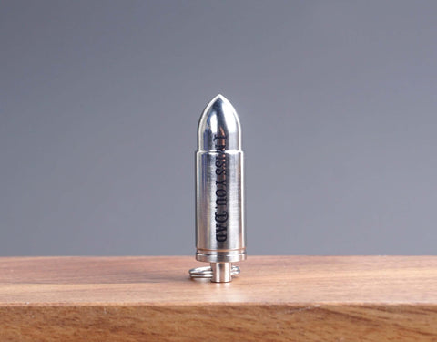 Personalized Bullet Titanium Cremation Urn Keychain - Waterproof Memorial Ashes Keyring-3