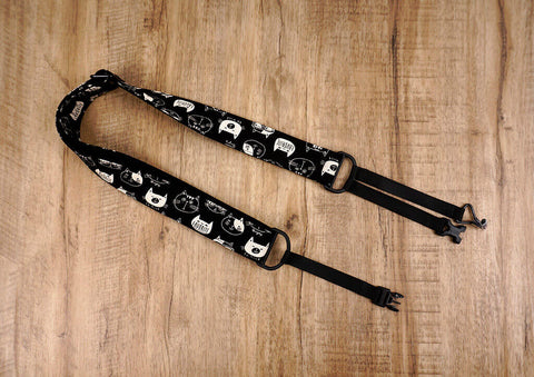 white cat clip on ukulele hook strap-2