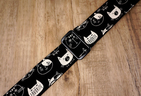 white cat clip on ukulele hook strap-3