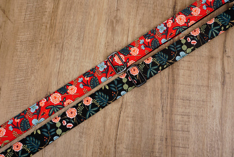 rose ukulele shoulder strap with leather ends-5