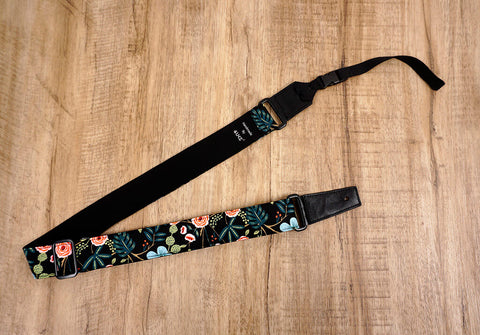 blue ukulele shoulder strap with leather ends-2