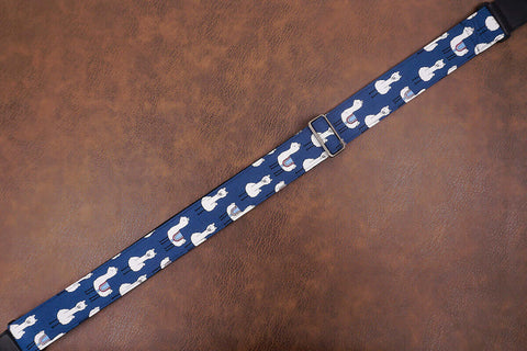 cute blue llama banjo strap with leather ends and hook, also can be used as purse guitar strap-5