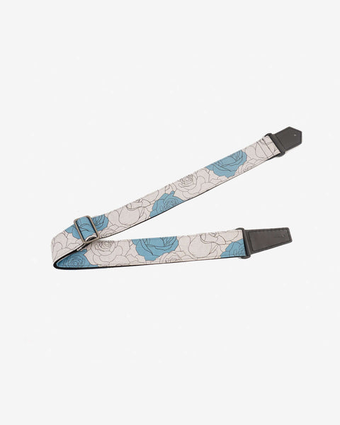 rose flowers printed guitar strap-front-1