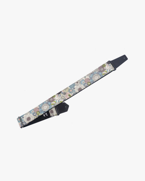 art blue sunflower guitar strap for girls with leather ends-1